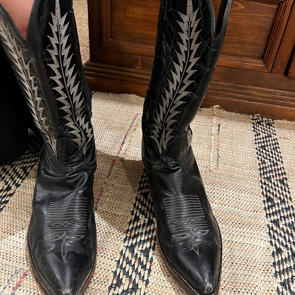 Tony Lama Black and Gray Cowboy Boots Vintage 1988 Men’s great condition ! - Picture 2 of 2